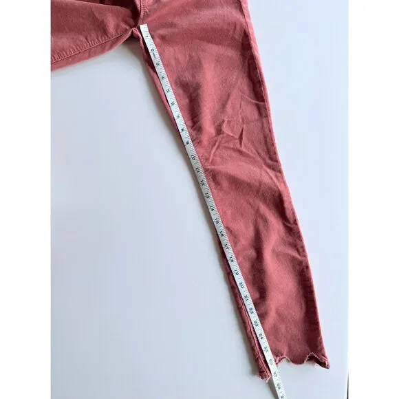 NWT MOTHER Denim High Waisted Looker Ankle Chew in Hopscotch Pink Corduroy Sz 24